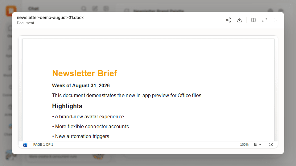 A Word document rendered inside Okou's Office file preview