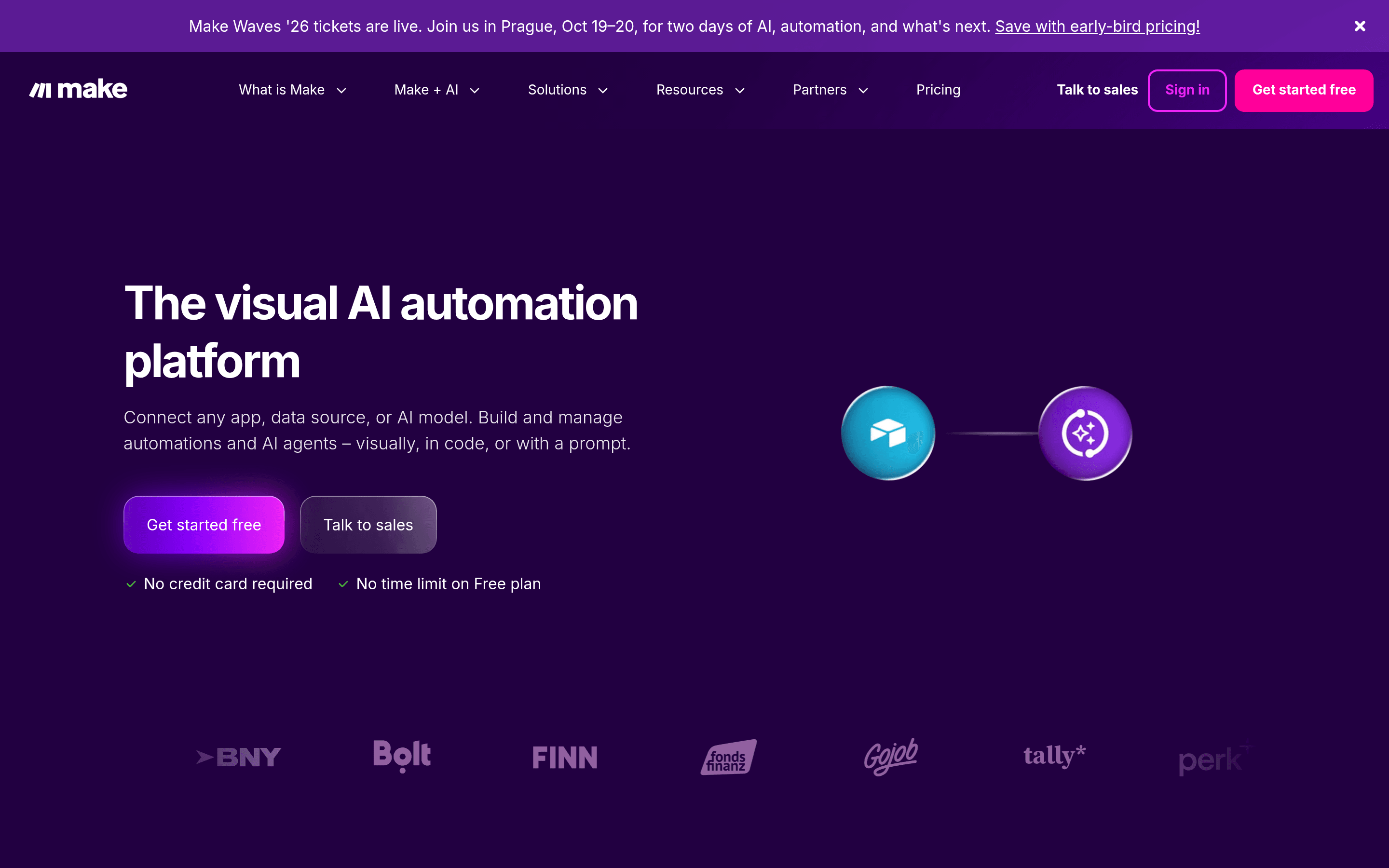 Startseite von Make.com