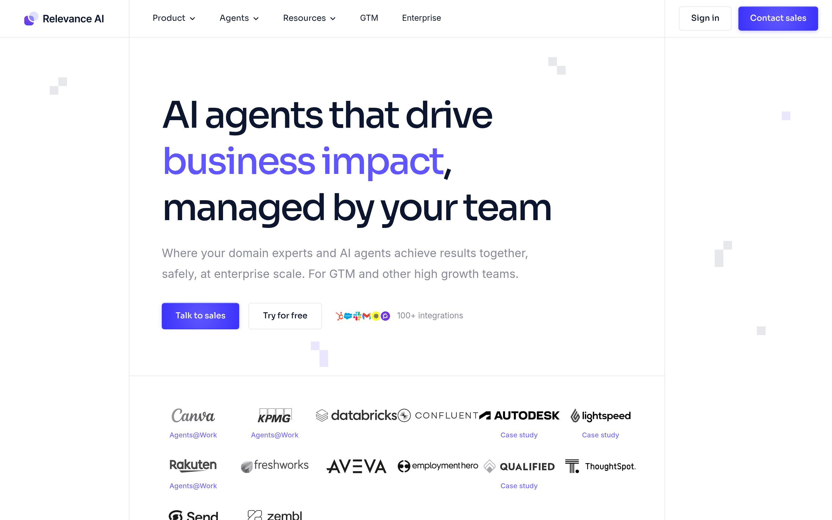 Startseite von Relevance AI