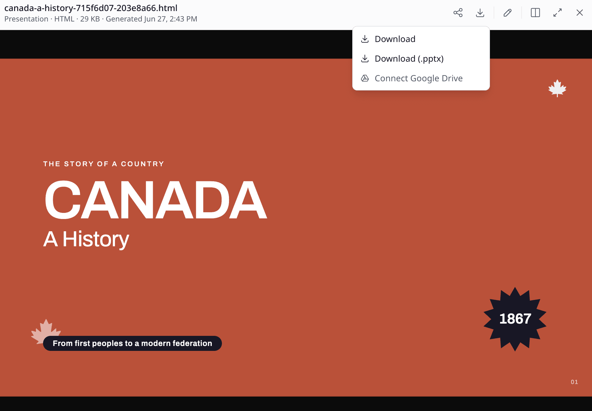 Download a presentation as a PowerPoint .pptx file