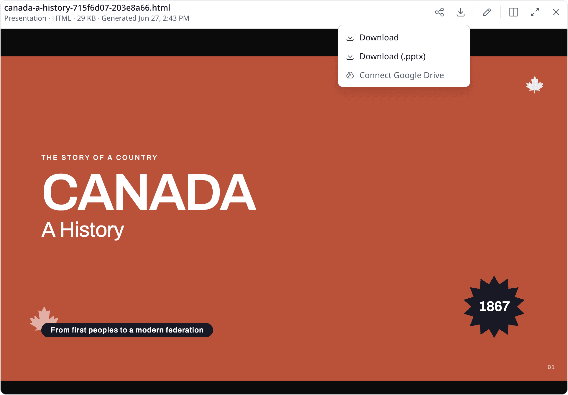 Download a presentation as a PowerPoint .pptx file